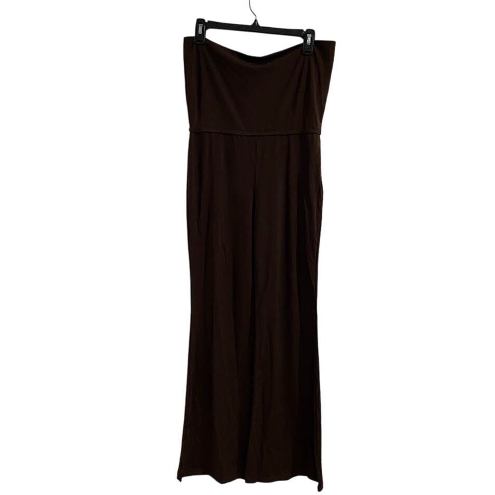 Cider Women's Brown Strapless Wide Leg Jumpsuit Pants Size S